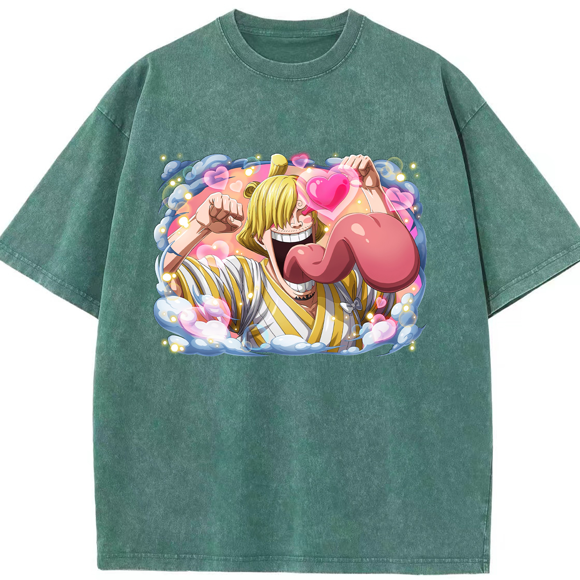 （画像用） ワンピース サンジ ONE PIECE Sanji 綿100% ヴィンテージ風 半袖Tシャツ（フロントプリント）